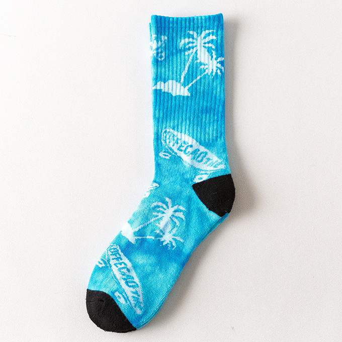 Tie Dye Socks Men Crew Socks Autumn Winter Thick Towel Bottom Skateboard Personality Tide Maple Leaf Weed Socks